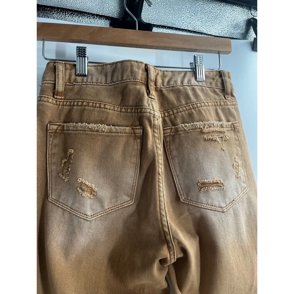 Vervet By Flying Monkey - Coco Straight Cropped Jeans Tan Distressed Women’s 24 - Picture 7 of 13